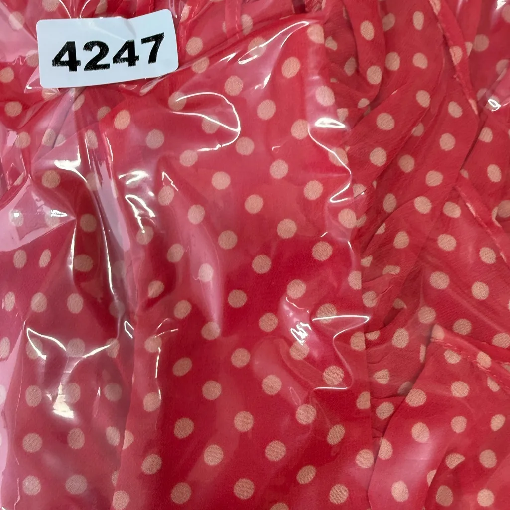 LOVERS + FRIENDS RED POLKA DOT LONG SLEEVE CROP TOP WITH LACE UP BACK size small - Image 5