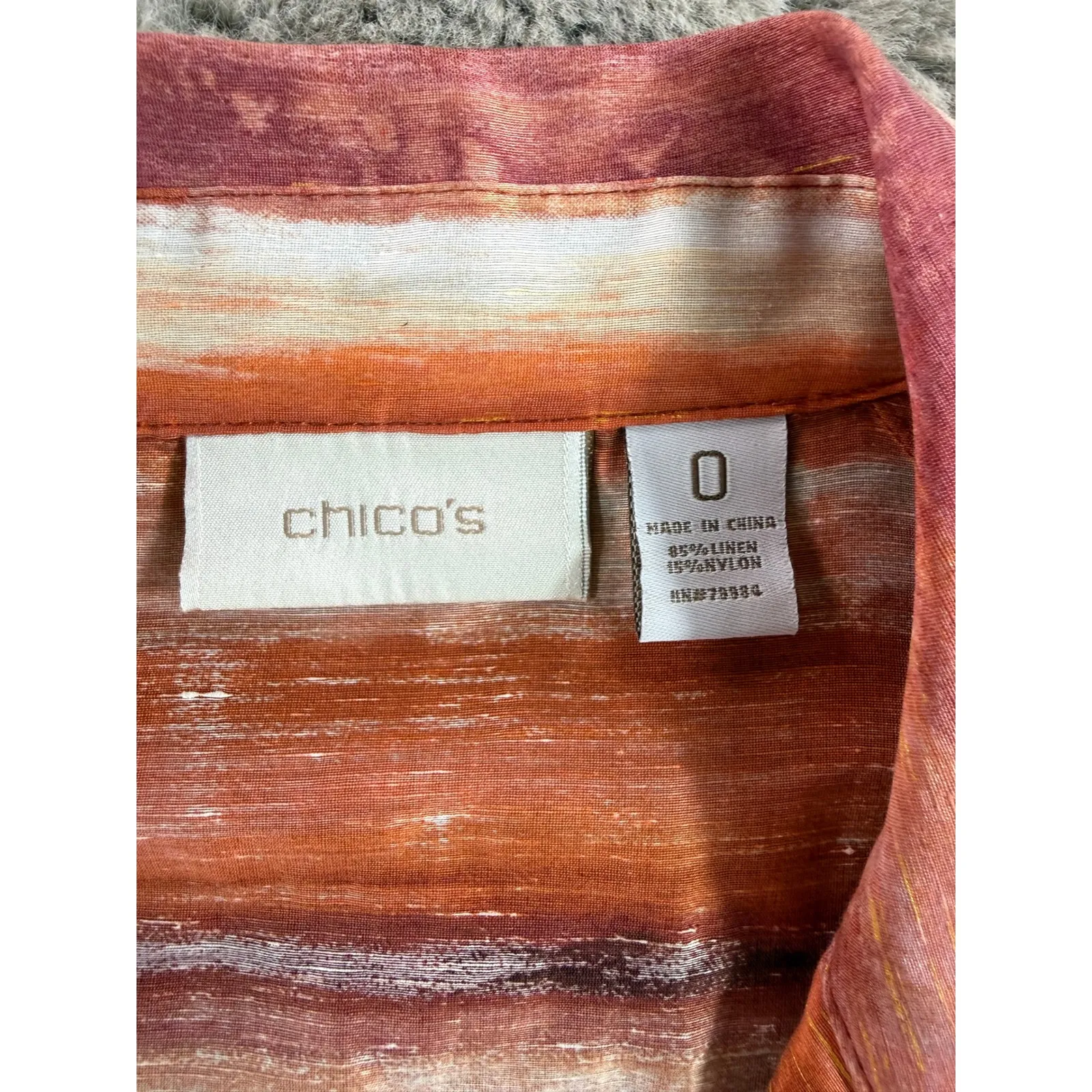 Chicos Linen Blend Striped Open Front Blazer‎ Jacket Women Size S Orange Purple - Image 2