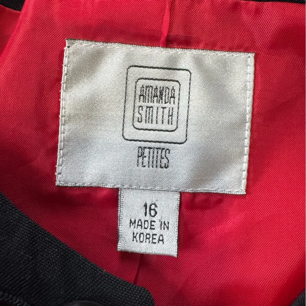 Amanda Smith Women’s Vintage Red & Black Button Blazer Size 16 Petite 100% Rayon - Image 9