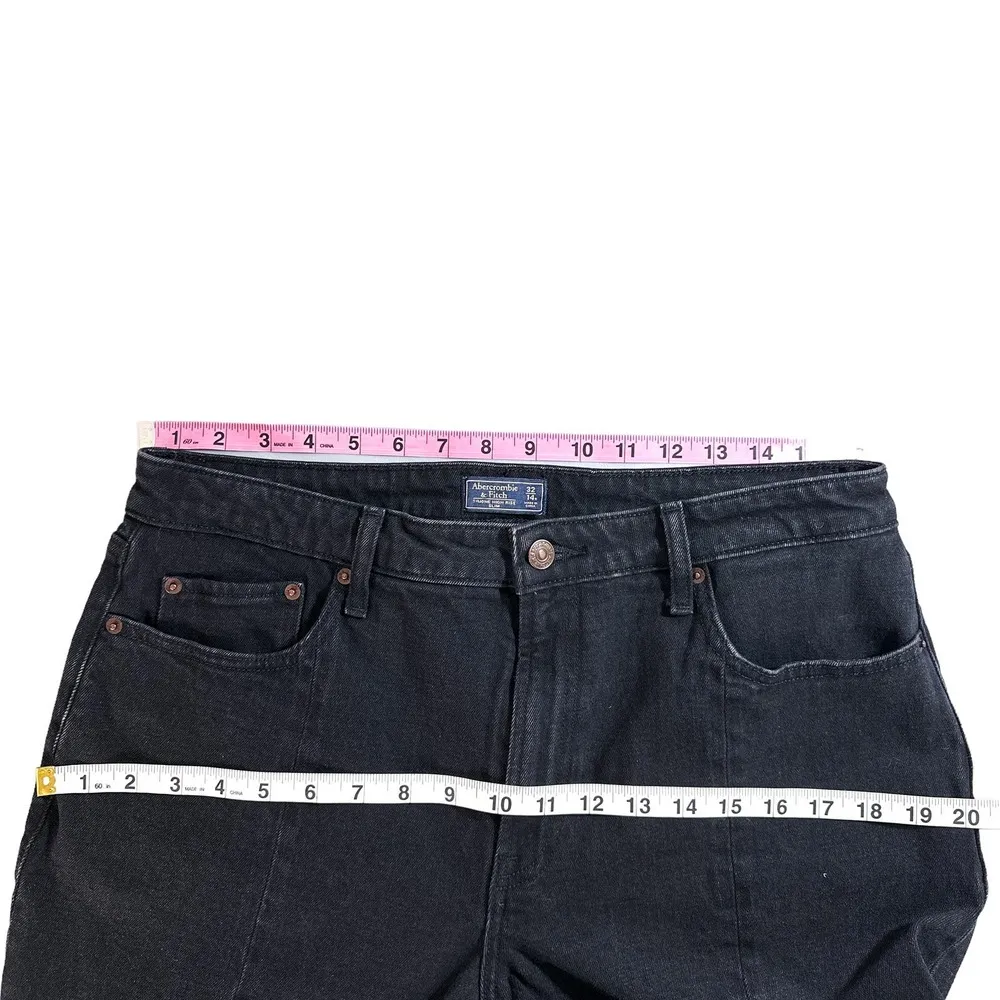 Abercrombie & Fitch Simone High Rise Slim Frayed Split Jeans in Black 32 - Image 12