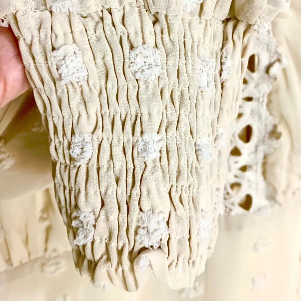 Lulu's Lust or Love Cream Embroidered Crochet Lace Dress M Flowy Boho Size M - Image 4