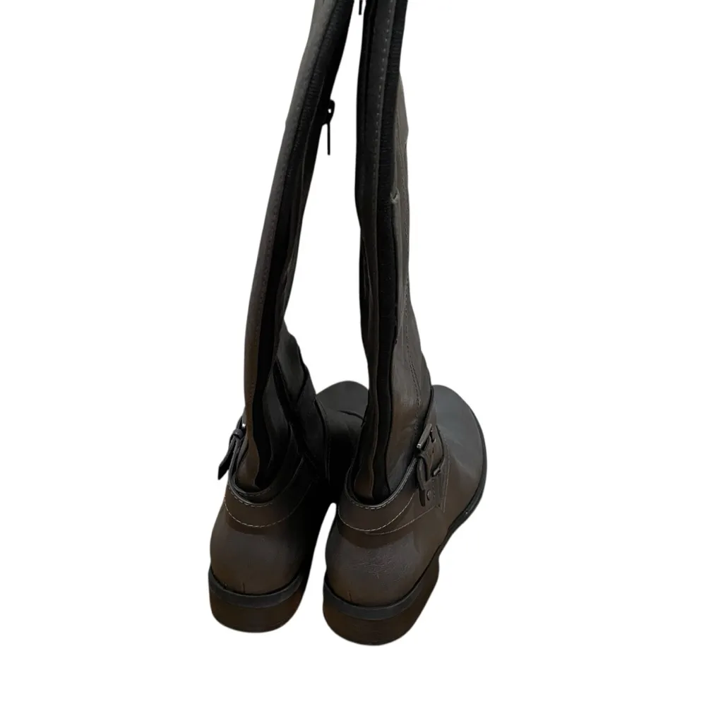 G By Guess Riding Boots Gray Women Size 9 Tall Knee High Buckle Strap Zip Boots - Image 7