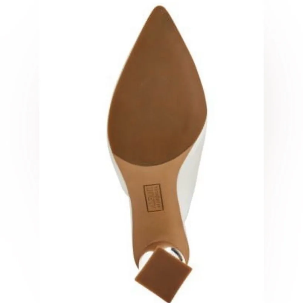 ALFANI Junnee White Leather Mules | Size 9 | Sculptural Heel | NWT - Image 2