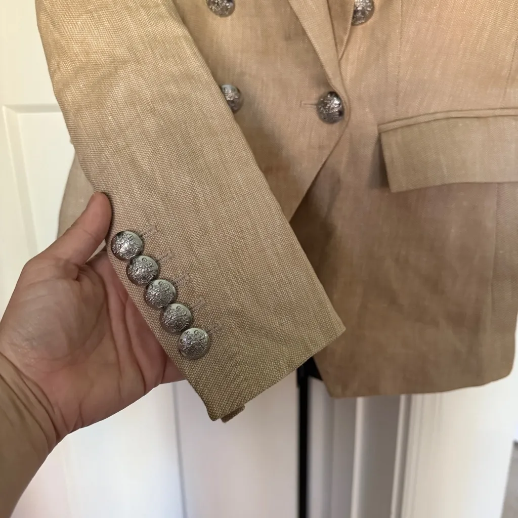 VERONICA BEARD Miller Linen Dickey Jacket Khaki Melange - Image 5