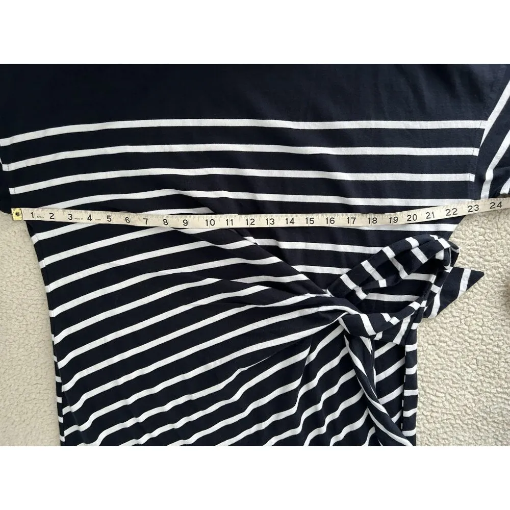 Madewell $118 Pull Over Side-Tie Knit Maxi Dress in Stripe Dark Navy Size XL - Image 12
