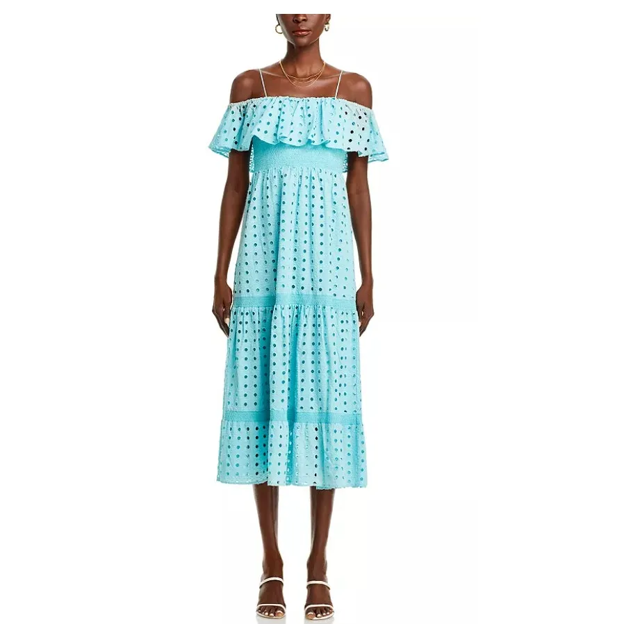 T Tahari Eyelet Midi Dress Size Medium‎ - Image 2