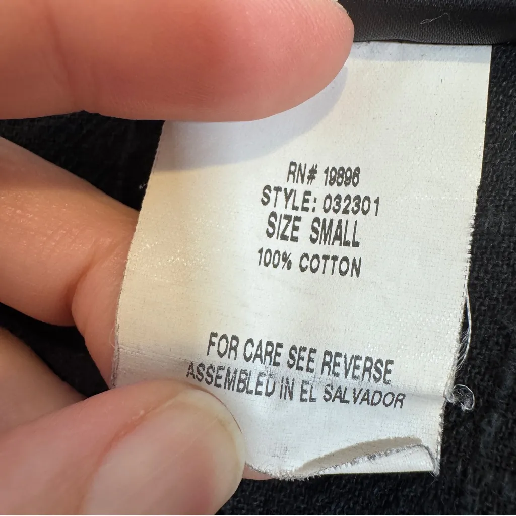 Vintage Dotti Cotton Crepe Hoodie Sweatshirt Womens S Lagenlook Beachy Casual Black - Image 8