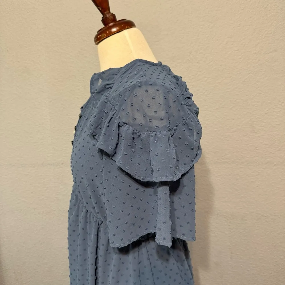 Orange Creek Women Homestead Dreamy Vintage‎ Blue Ruffled Tiered Sundress Size S - Image 8