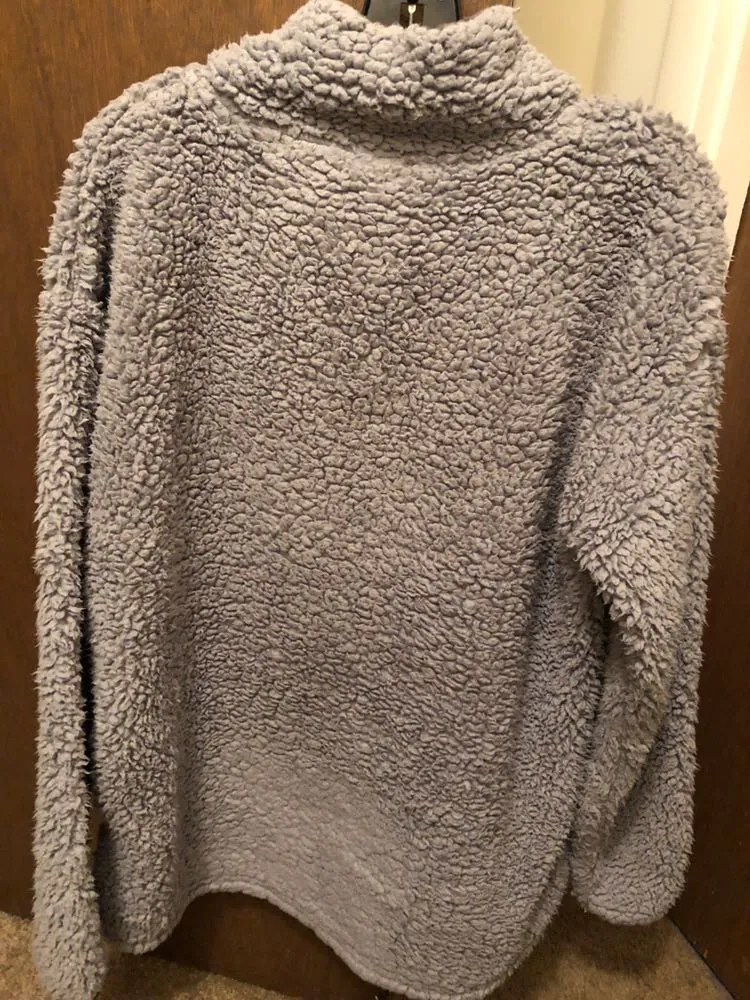 SO Grey Sherpa Quarter zip Pullover - Image 2