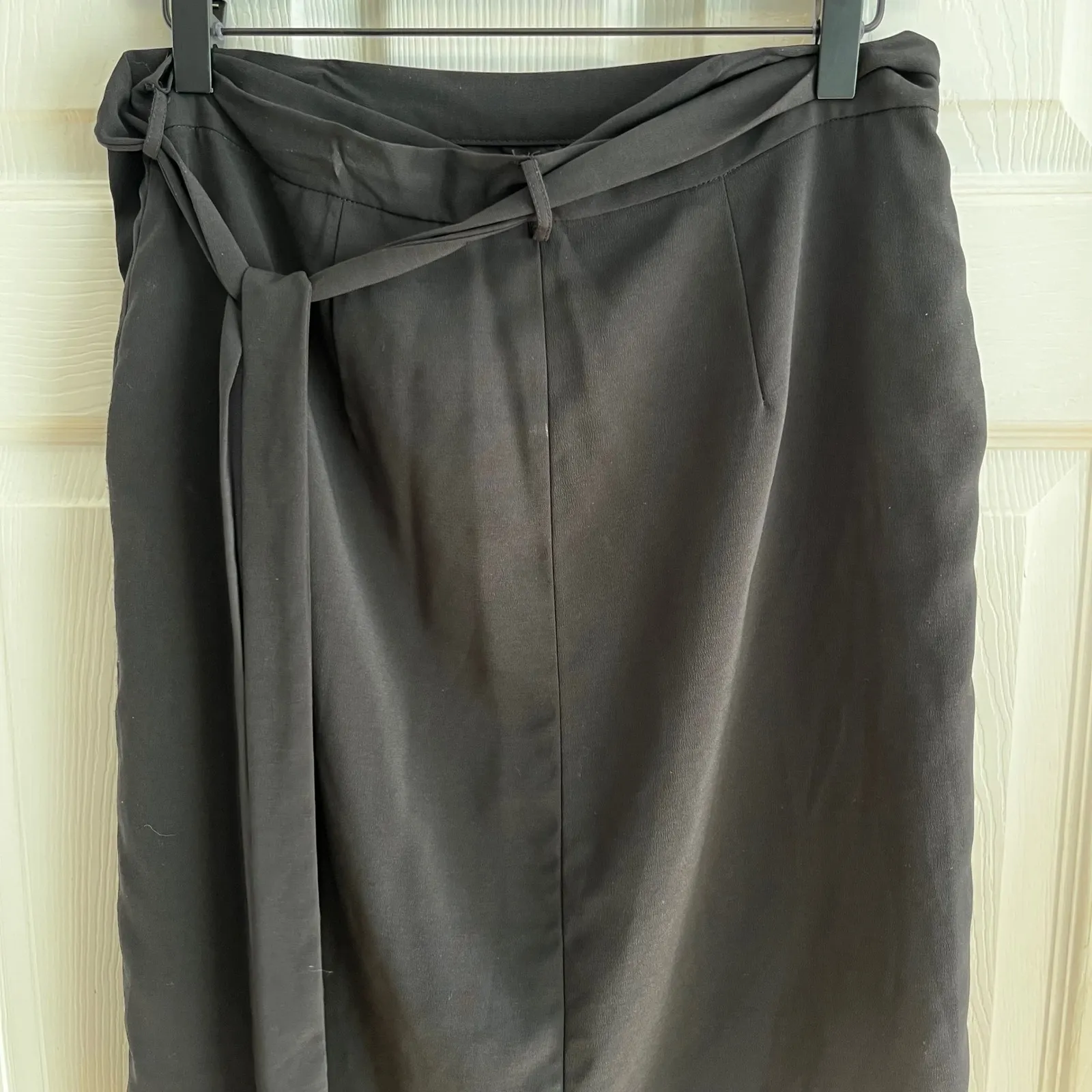 Noir Women's Black Wrap Skirt Belted Professional Career Business Casual Goth Size L - Image 9