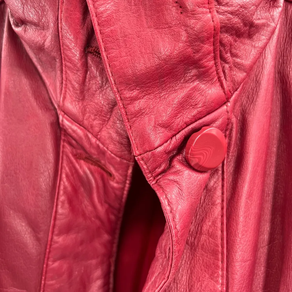 Pelle red leather M mid length trench vintage retro outdoor 70s 80s Size M - Image 6