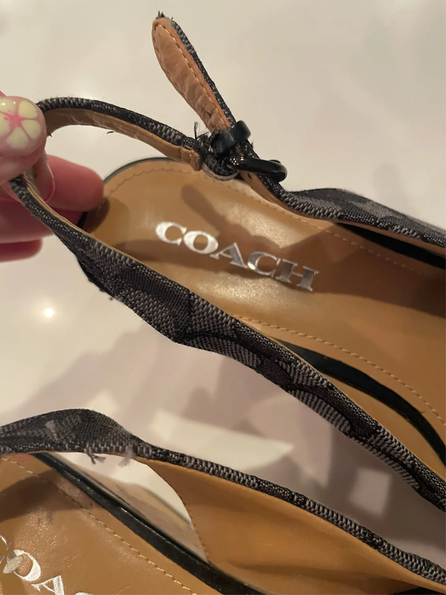 Coach signature print sling back wedge sandals  - Image 9