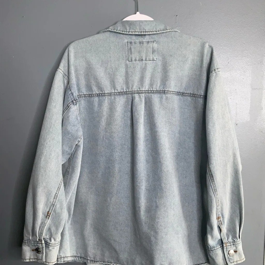 Stoosh  Vintage Light Blue Jean Cotton Jacket Shacket Button Front Pockets XL - Image 8
