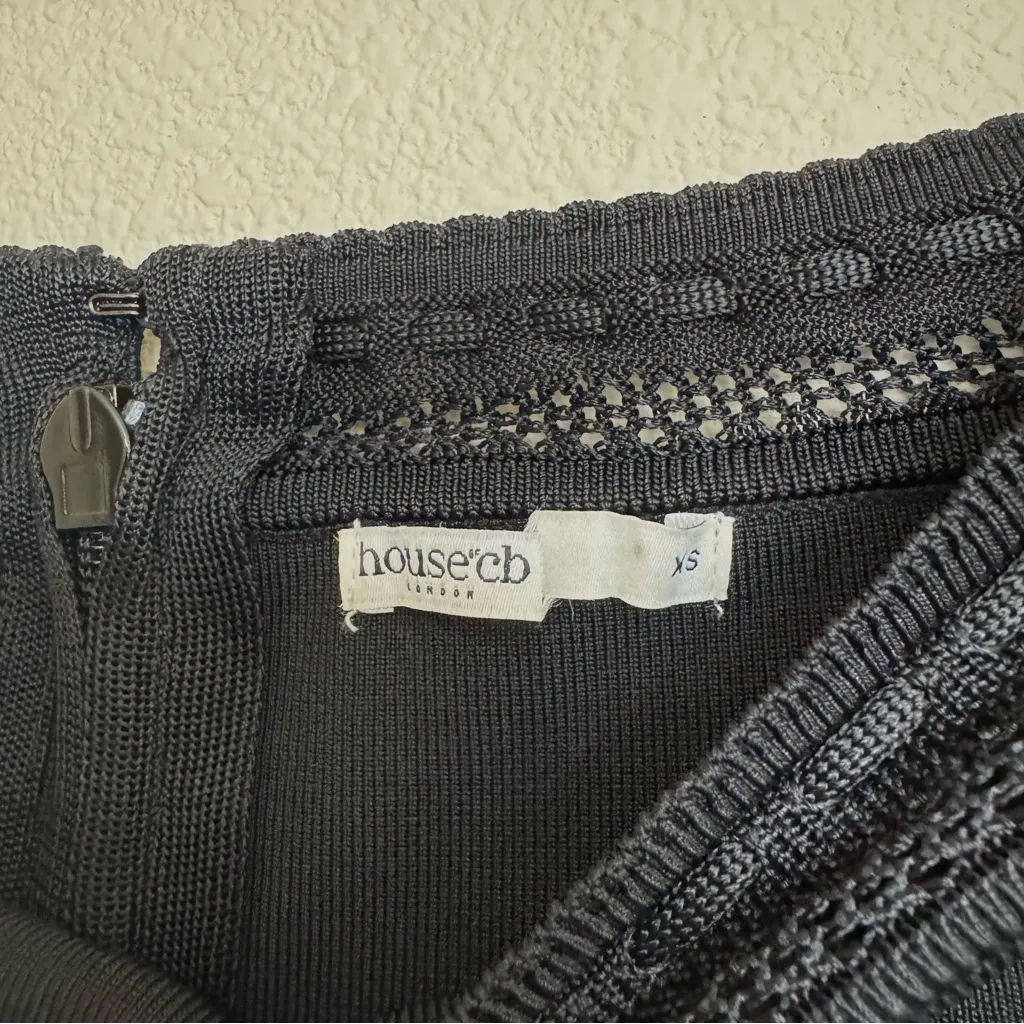 HOUSE OF CB 'Lilla' Black Openwork Knit Midi‎ Dress NWOT size S - Image 5