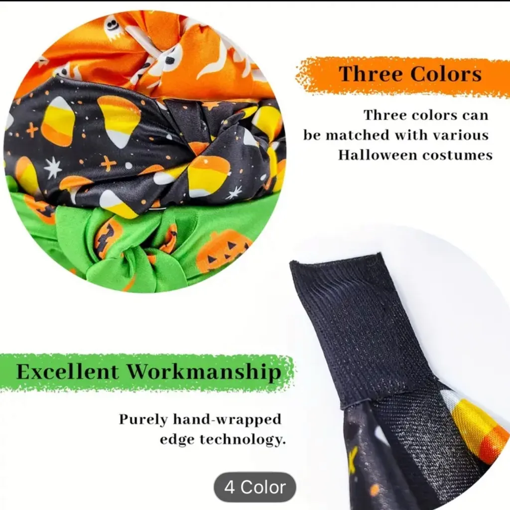 Halloween Themed Headband Set of 3 Orange - Image 4