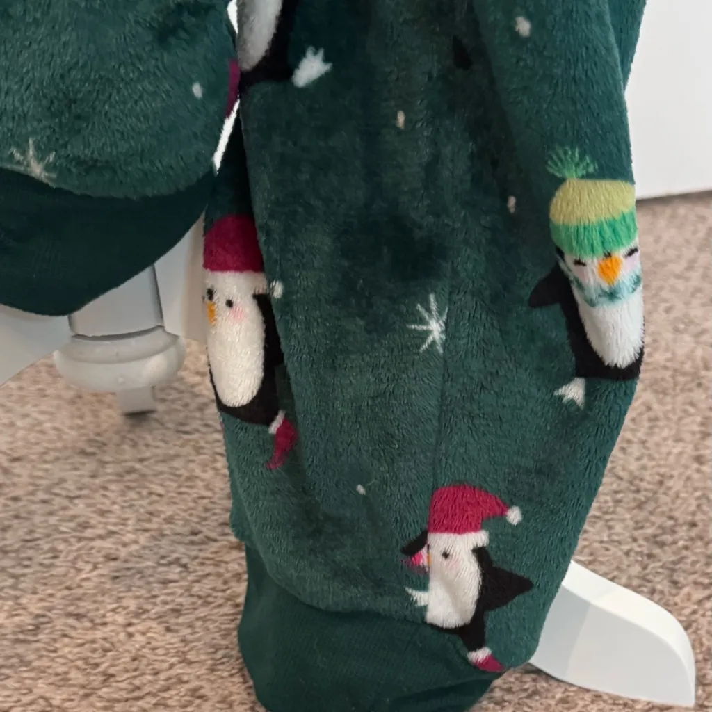 Joyspun 2X Christmas Penguin Winter Plush Pajama Pants — Ultra Soft Fleece Lounge Green Size XXL - Image 5
