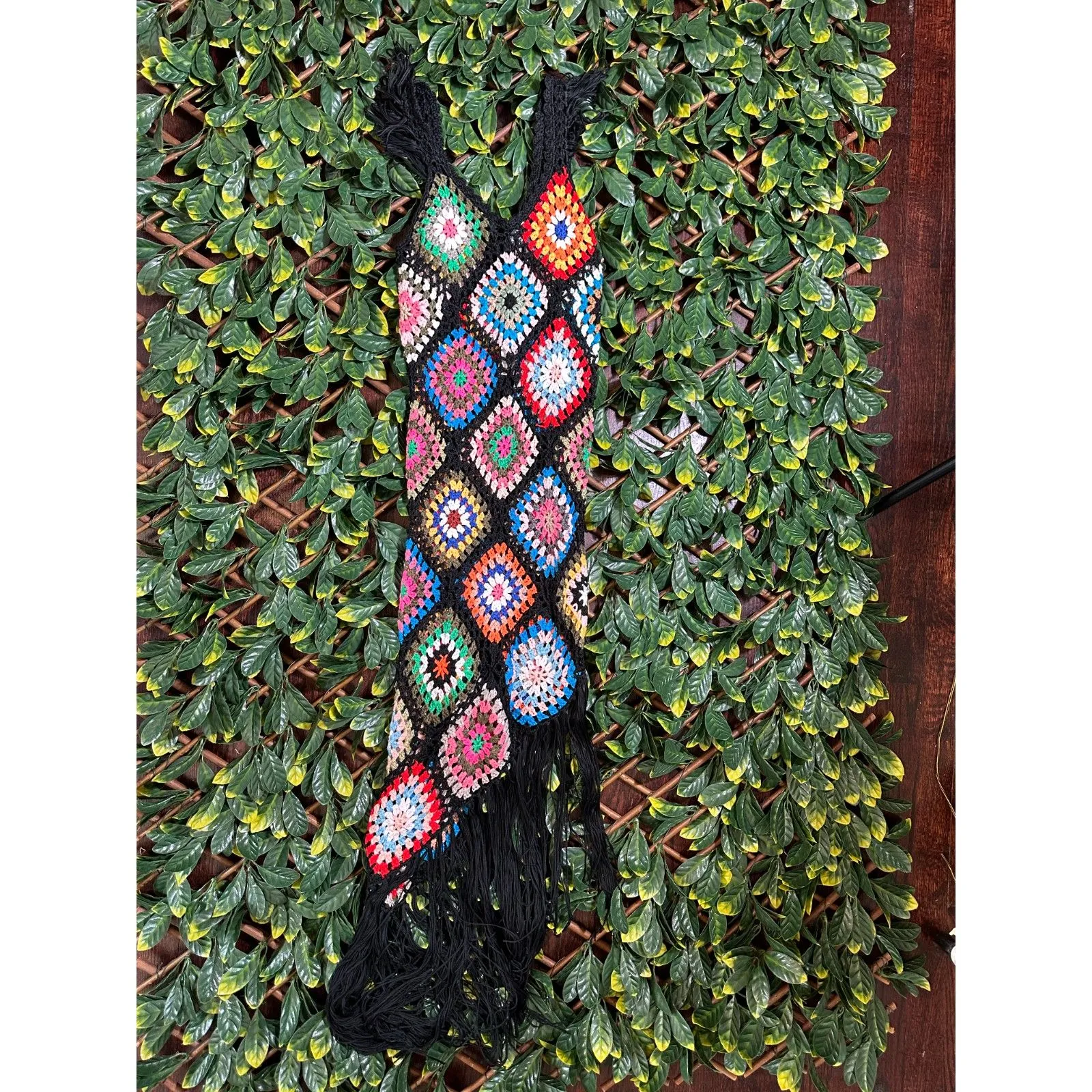 FashionNova Amalfi Coast Crochet Maxi Dress Black Size Small NWT - Image 5