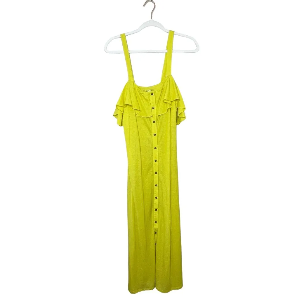 Gianni Bini Clara Knit Dress Size Large Zest Yellow Button Front Strappy New - Image 2