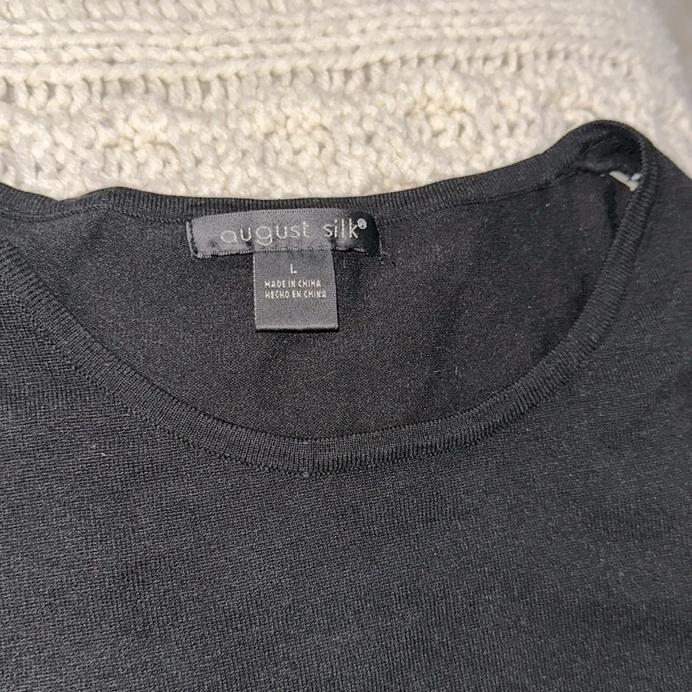 August Silk Black knit Tank Top size large fitted - Image 2