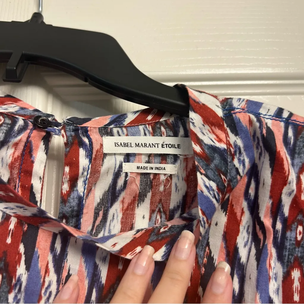 Isabel Marant Etoile Multicolored Tribal Print Cotton Blouse Top Size 34 - Image 6