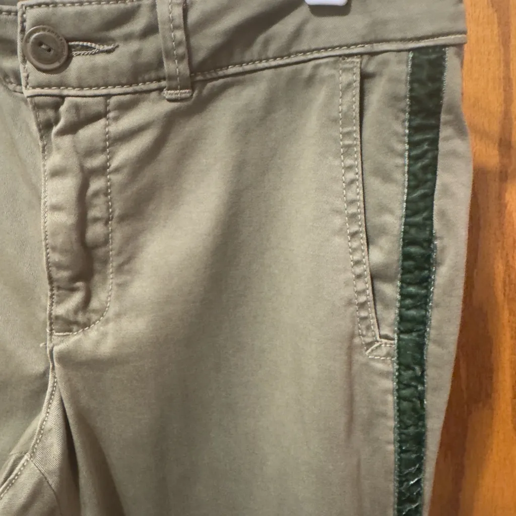 Anthropologie Relaxed Chino Pant Velvet Stripe Green size 26 - Image 3