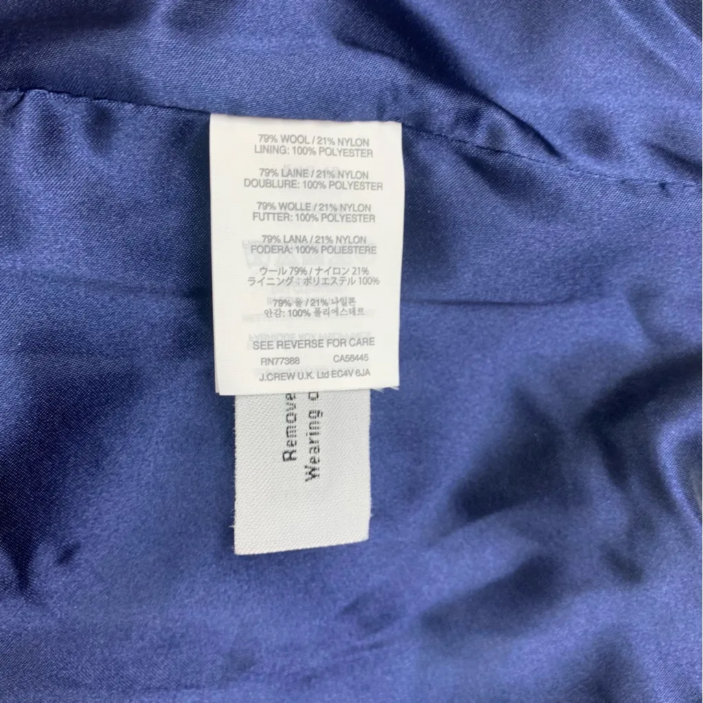 j crew size 2 blue stadium cloth pea coat wool blend business casual royal - Image 5