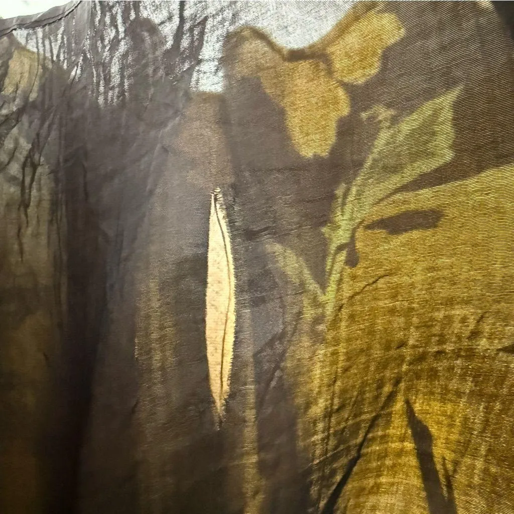 Cache Floral A-Line Skirt Black Yellow Cotton Silk Lined Knee Length size 8 - Image 9