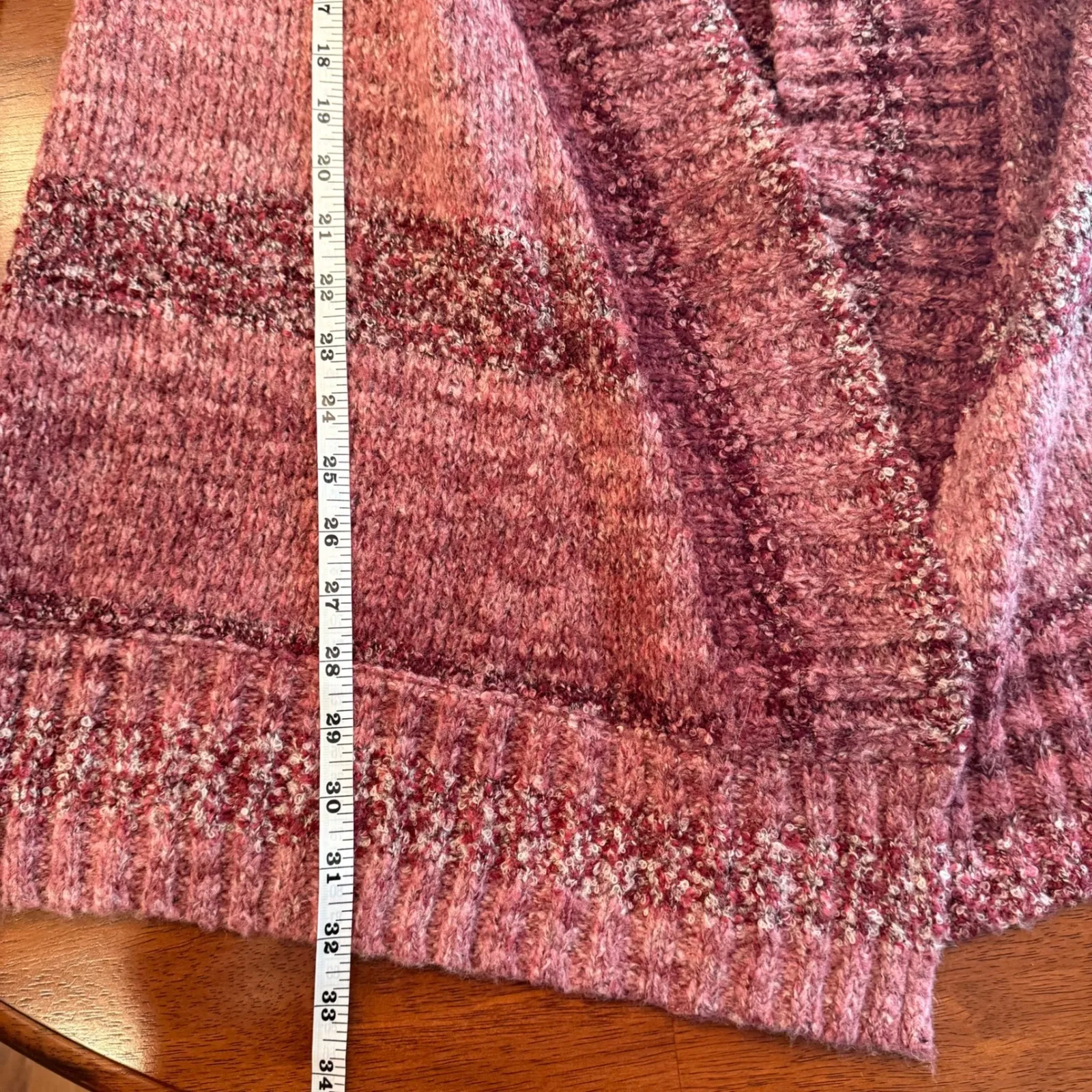 Prana Rhonda Duster Open Front‎ Cardigan Wool Blend Pink Red Size Small - Image 10