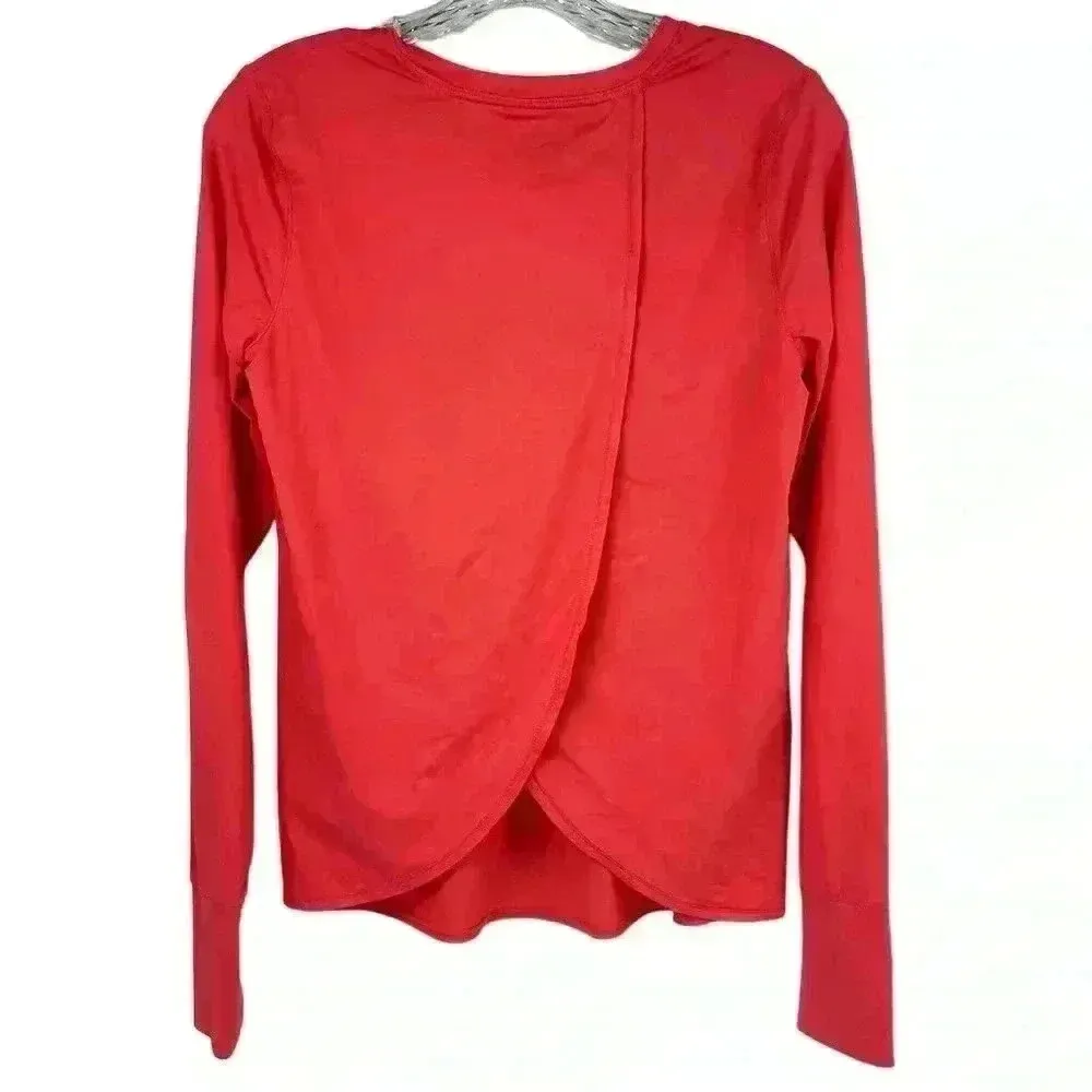 Athleta Sunlover UPF 50+Tulip Back Top Long Sleeve Crew Neck Top Pink Size S - Image 2