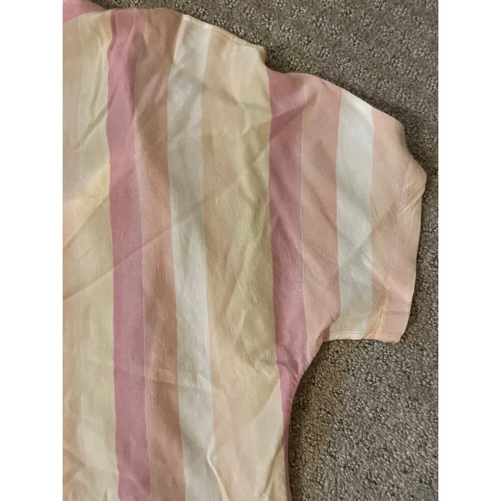 Rails Thea Sunset Stripe Pink & Beige Stripe Tie Front Short Sleeve Top - Image 10