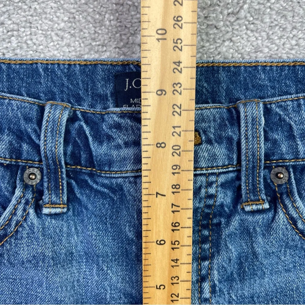 J. Crew Jeans Women’s 25 Blue Flare Crop Mid-Rise Dark Wash Raw Hem Ripped - Image 9