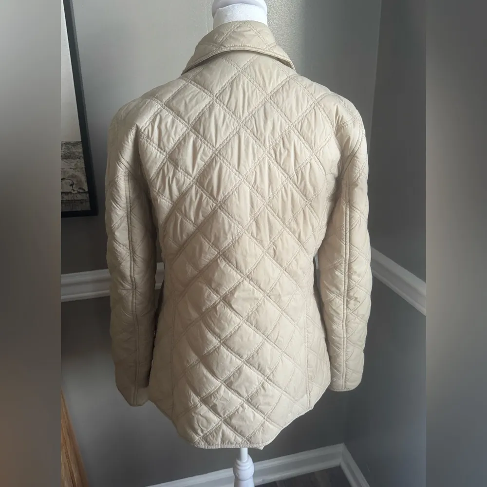Charter Club Jacket Womens Beige Quilted Lightweight Coat Collared Barn Small - Image 4