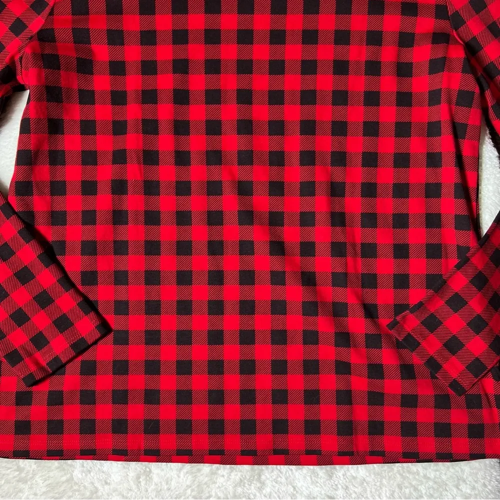 Croft & Barrow Red and Black Buffalo Plaid Mock Neck Top - Image 2