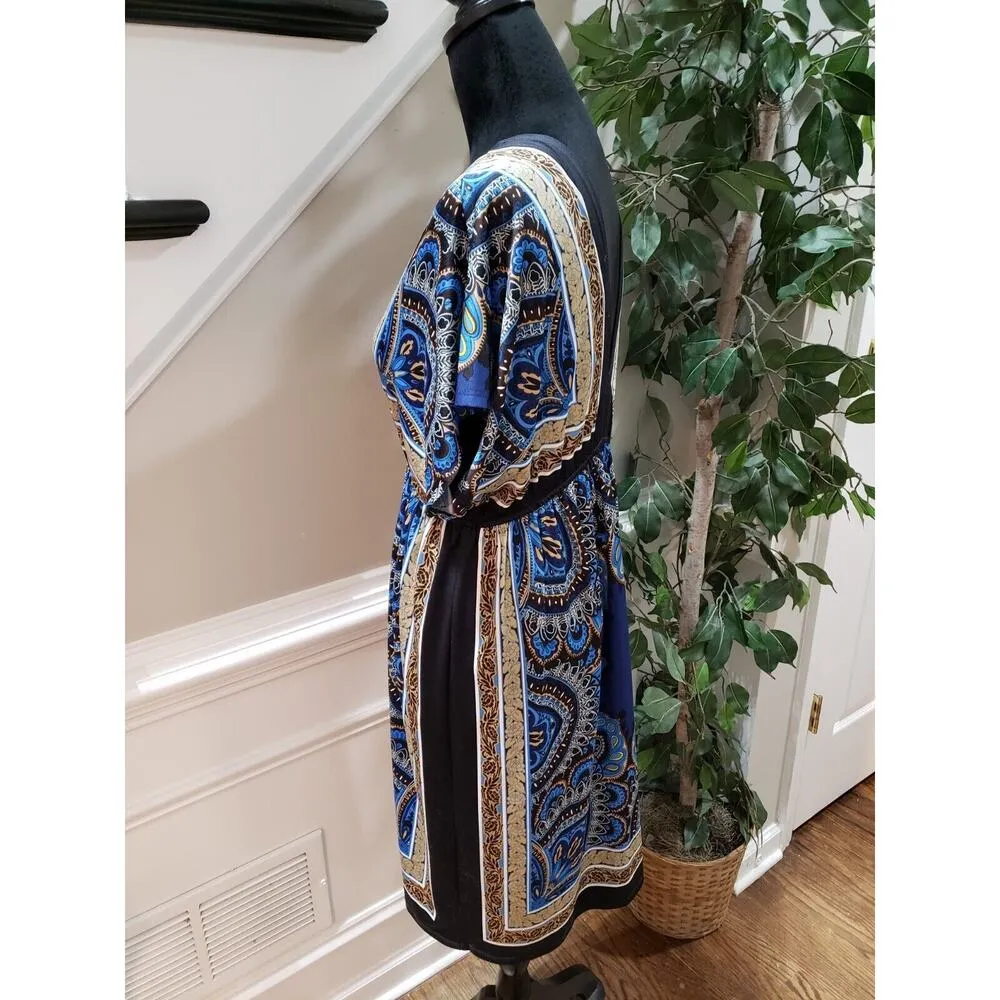 Bailey Blue Women's Multicolor Polyester V-Neck Short Sleeve Knee Length Dress L - Image 7