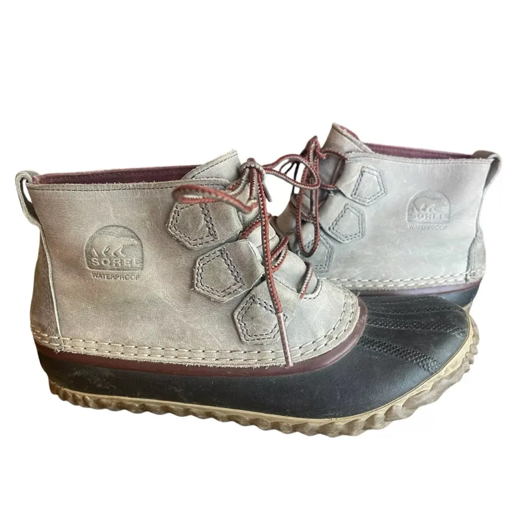 Sorel Duck Snow Boots Size 6.5 Gray Leather Missing Insoles - Image 5