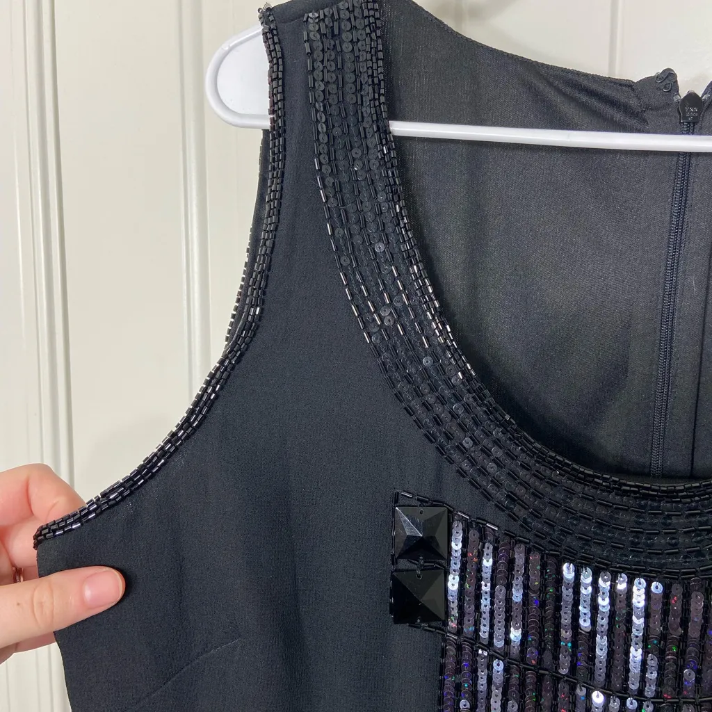 NWOT Worthington women’s solid black beaded sequin sleeveless lined dress‎ 12 - Image 2