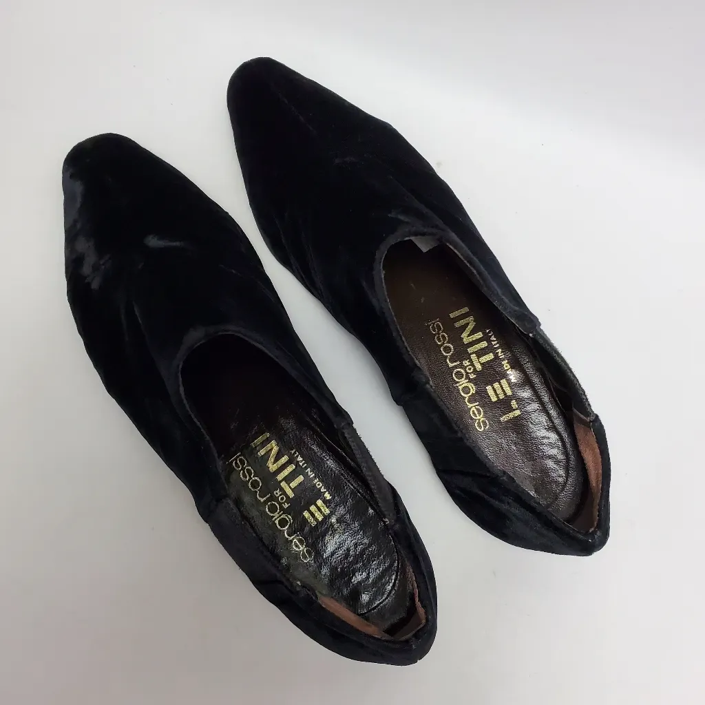 Sergio Rossi Lentini Chelsea Almond Toe Velvet Slip On Flat Shoes Size 37 Black - Image 12