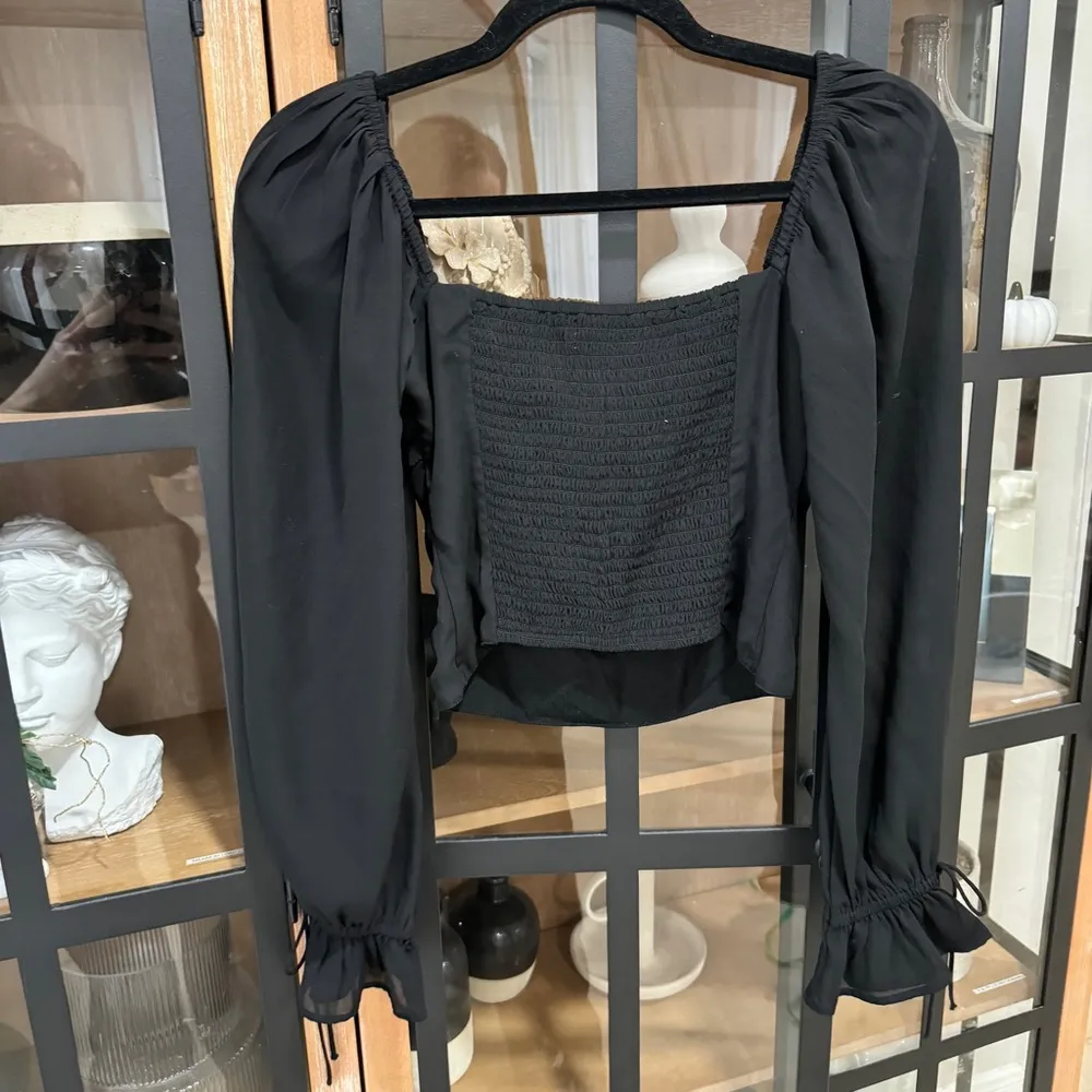 Abercrombie corset top long sleeve ruched pleated squareneck bow ruffle babydoll - Image 2