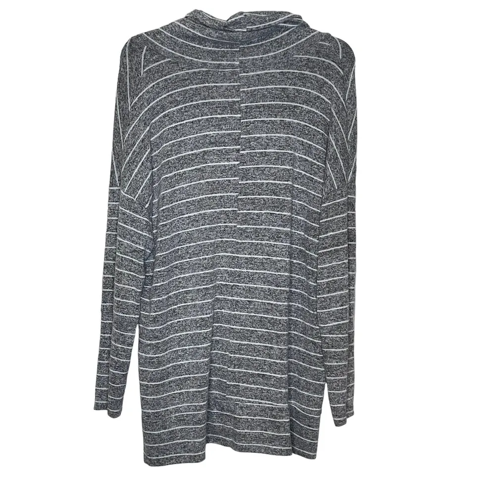 BKE Women's Sweater Top Slouchy Striped Cowlneck Long Sleeve Stretch Gray Medium - Image 8