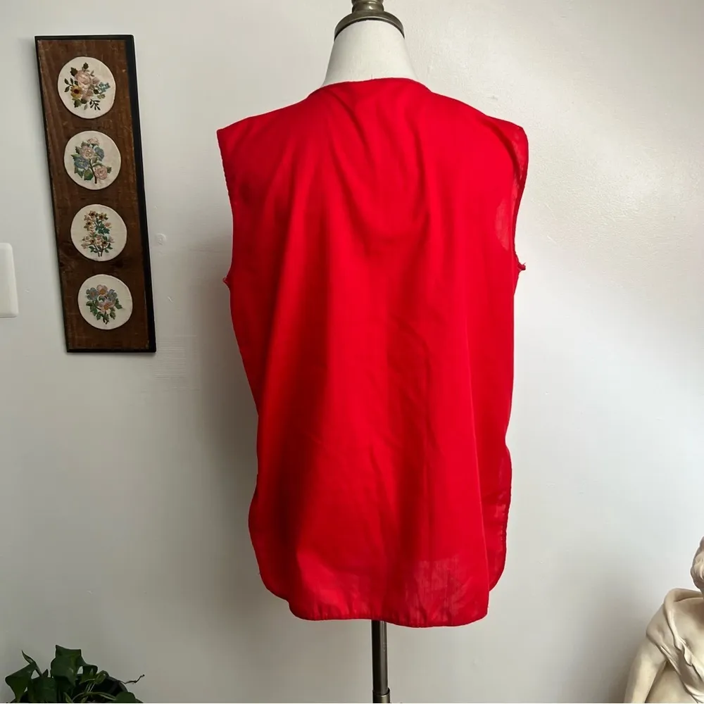 Vintage Zip Up Artist Smock Red Size M - Image 6