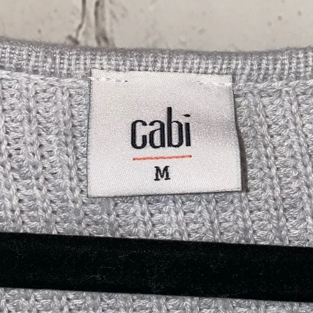 Cabi Gray Deep V Neck Pullover with Side Zip Asymmetrical Hemline Knit Cotton - Image 6