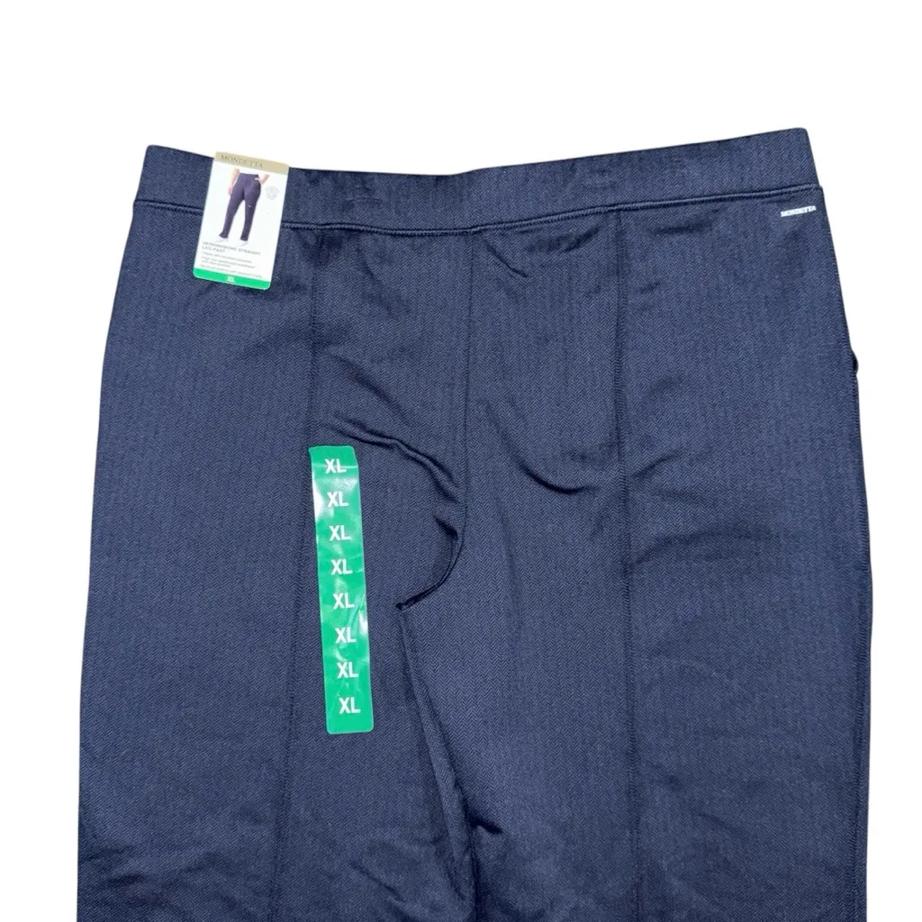 NWT Mondetta Herringbone High Rise Straight Leg Pull-On Pants Navy Blue Size XL - Image 6