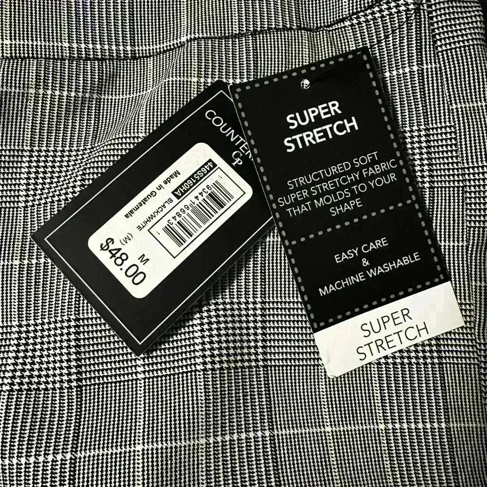 NWT Black And White Plaid Cropped Cigarette 
Stretch Pull On Dress Pant. Sz: M. - Image 8
