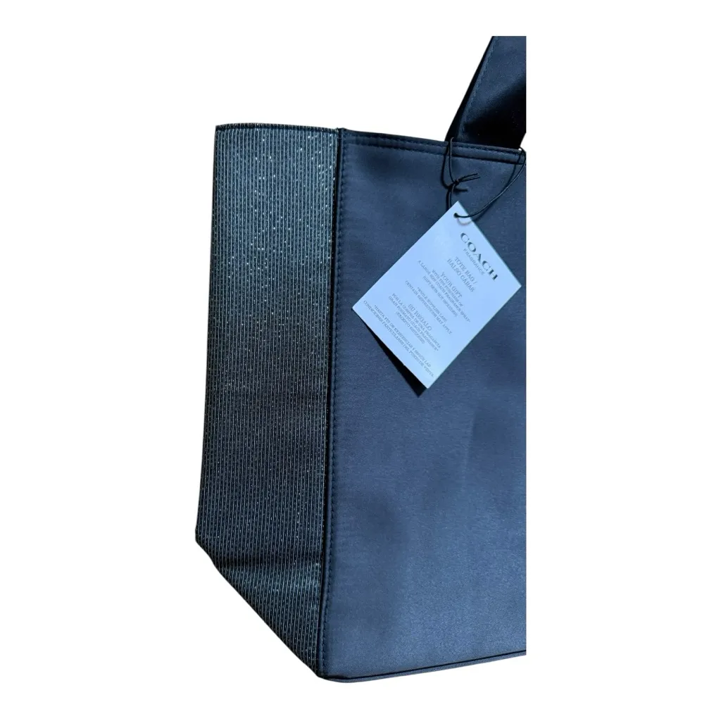 Coach Fragrance Black & Gold Sparkle Satin Lined Tote Shoulder Bag NWT - Image 3