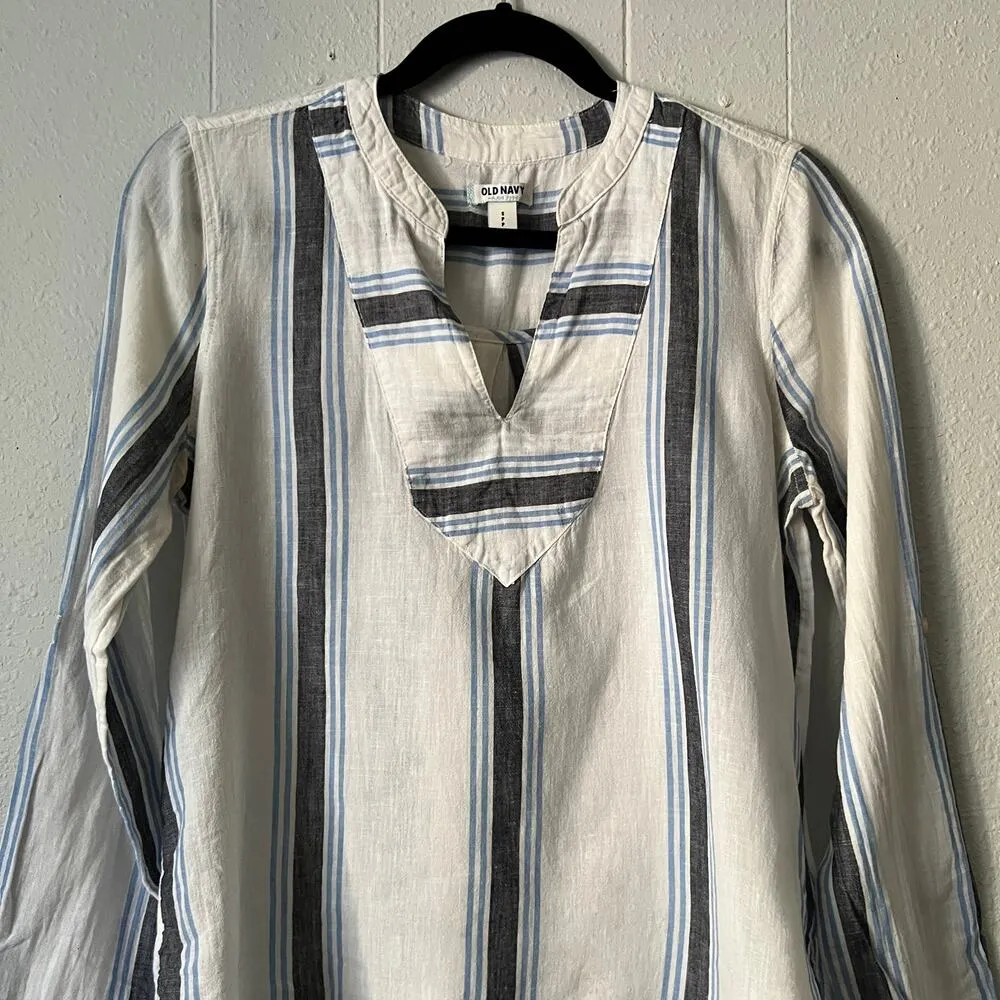 Old Navy Shirt Womens Small Linen Blend Boho Beachy Coastal Travel Minimalist - Image 3