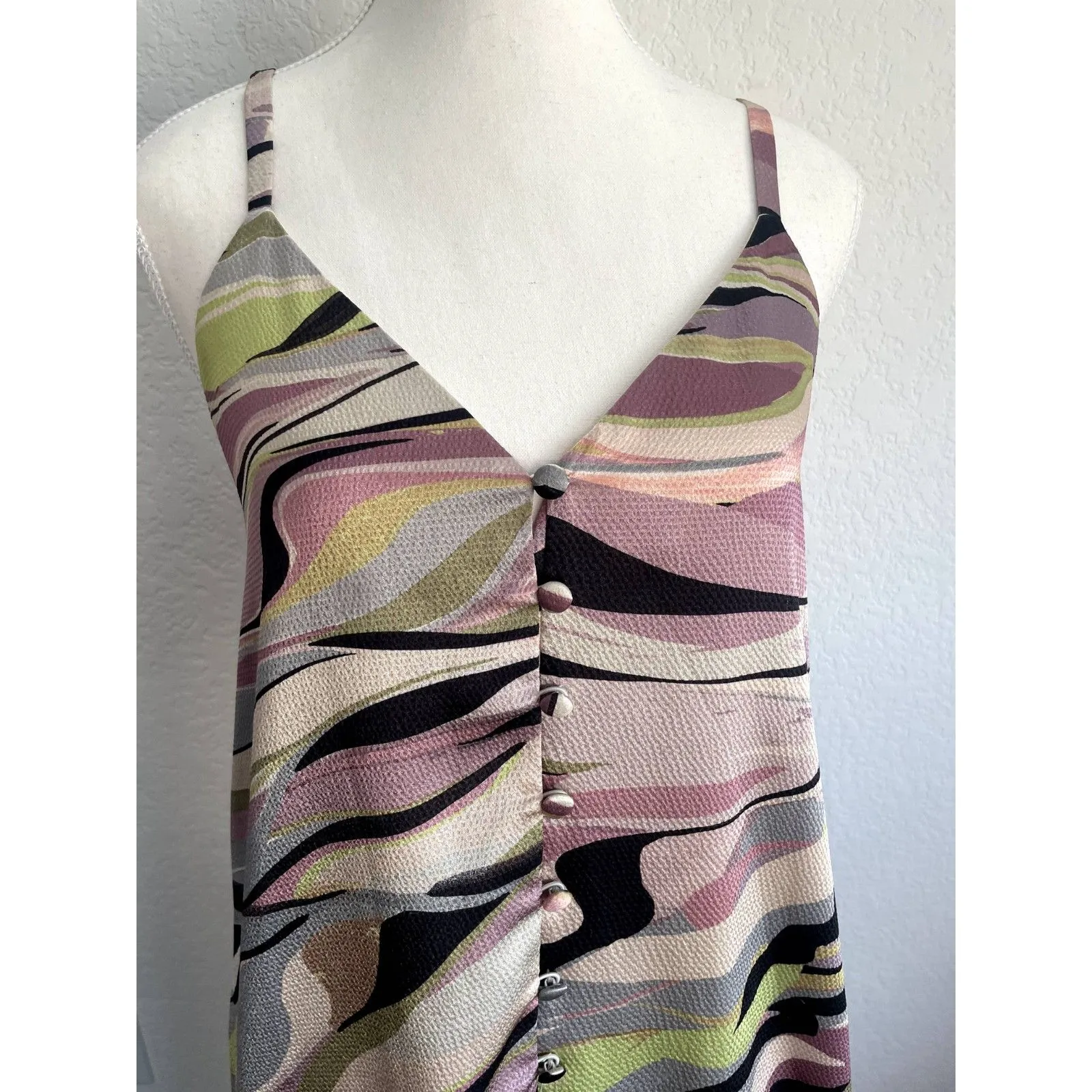 Ted Baker Warren Dress Cami Tiered Midi Dress Women Size 1 Small Button - Image 10