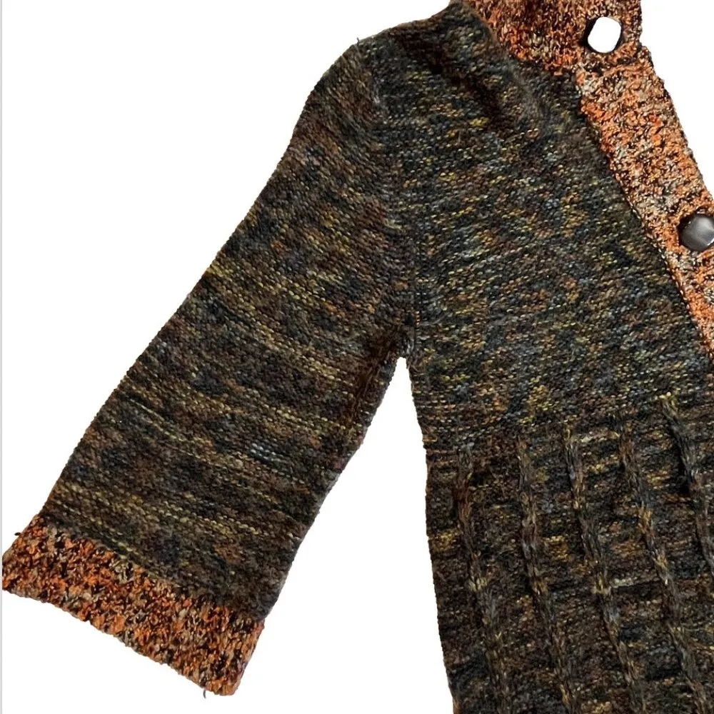 VTG Chunky Knit Cardigan Long Layering Sweater Lagenlook Earthy Boho SZ XL Brown - Image 2