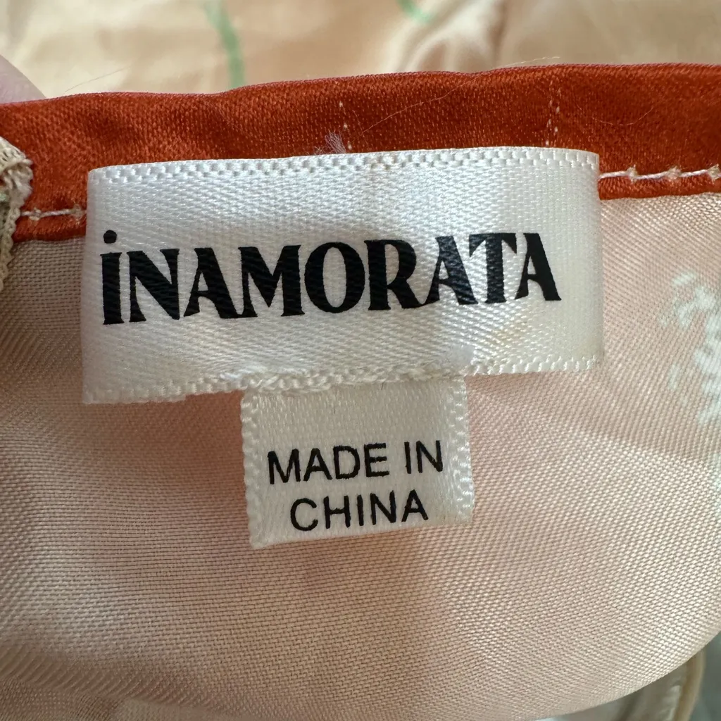 Emrata Inamorata Varick Slip Mini Dress size XS Tan Navy Green Multi - Image 10