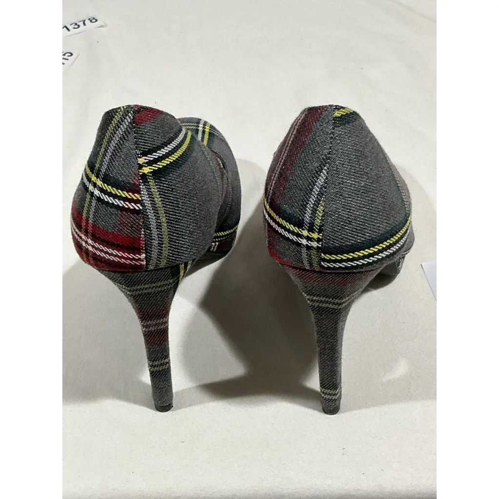 Womans Fiomi Gray Red Plaid Fabric Platform Heel Shoe 9.5 NWOT - Image 5