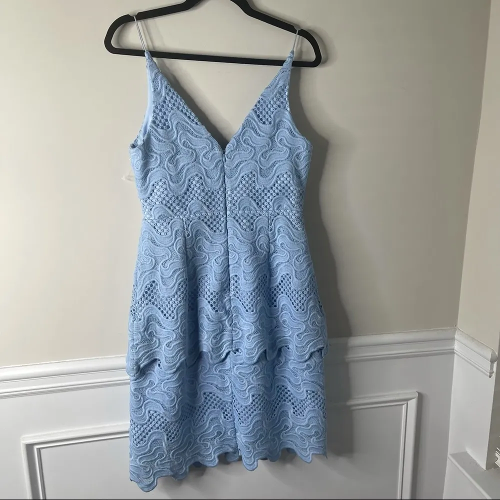 Nicholas blue guipure lace‎ scalloped party dress size 8 - Image 8